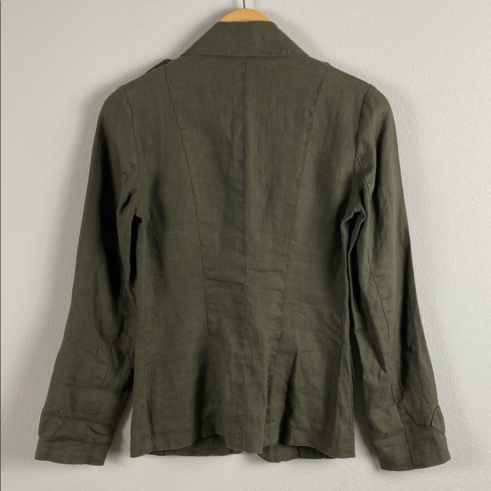Bisou Bisou Michele Bohbot Linen Blazer Jacket | Olive - Picture 2 of 14